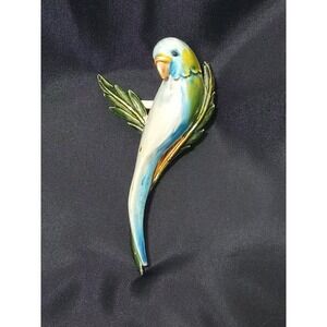 Vintage Enamel Parot Bird Brooch Rare .